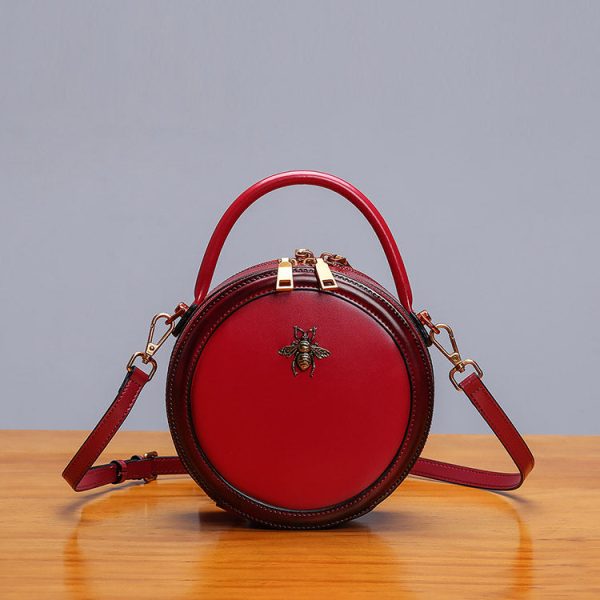 Bee Leather Circle Bag Crossbody Bags Shoulder Bag Purses for Women - Image 10