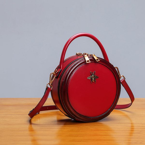 Bee Leather Circle Bag Crossbody Bags Shoulder Bag Purses for Women - Image 11