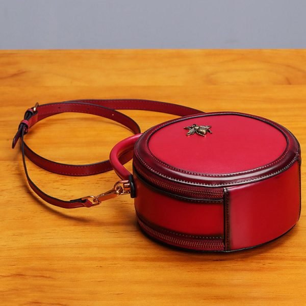 Bee Leather Circle Bag Crossbody Bags Shoulder Bag Purses for Women - Image 14
