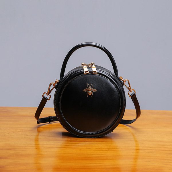Bee Leather Circle Bag Crossbody Bags Shoulder Bag Purses for Women - Image 16