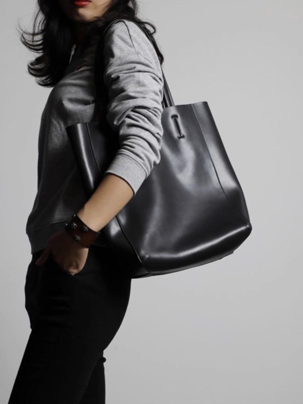 Womens Small Leather Tote Bag With Zipper Women Leather Handbag - Image 2