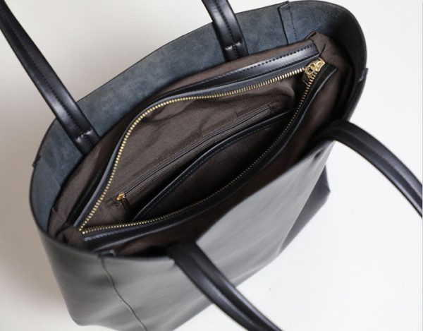 Womens Small Leather Tote Bag With Zipper Women Leather Handbag - Image 6