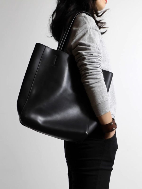 Womens Small Leather Tote Bag With Zipper Women Leather Handbag - Image 3