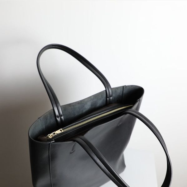 Womens Small Leather Tote Bag With Zipper Women Leather Handbag - Image 7