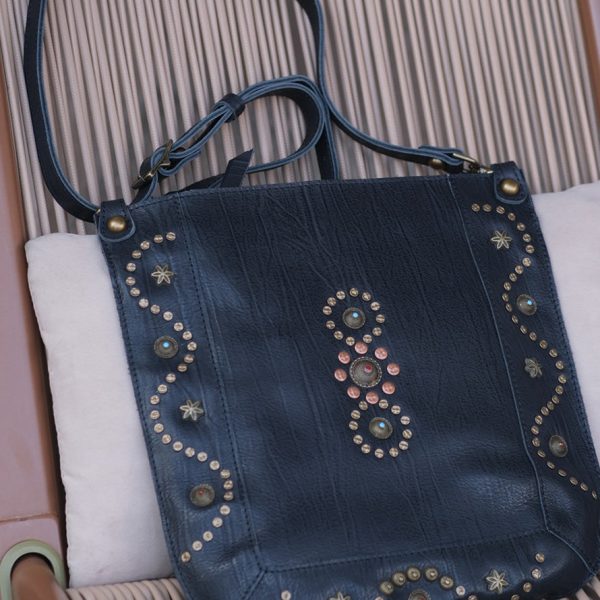 Womens Small Over The Shoulder Purse Rivet Studded Black Crossbody Bags For Women - Image 2