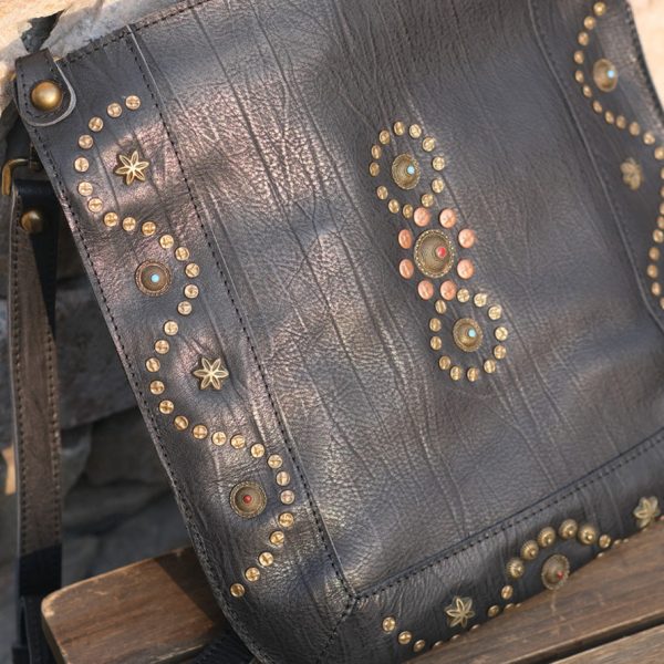 Womens Small Over The Shoulder Purse Rivet Studded Black Crossbody Bags For Women - Image 3