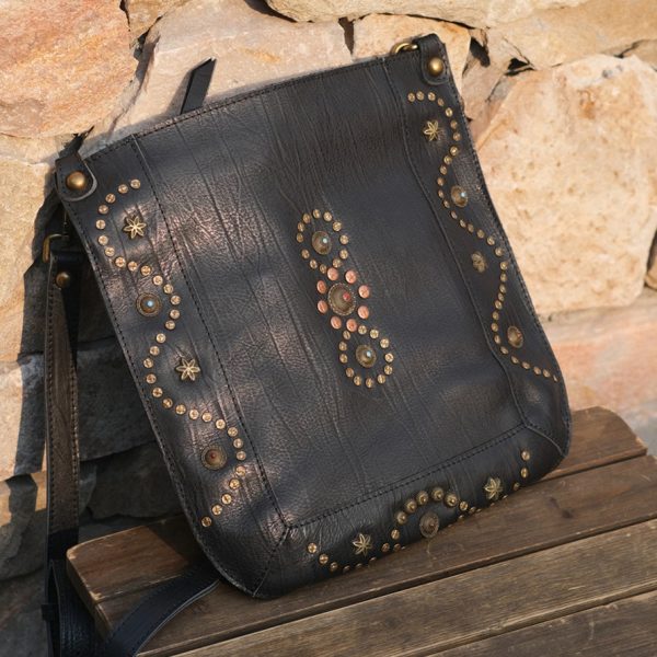 Womens Small Over The Shoulder Purse Rivet Studded Black Crossbody Bags For Women - Image 4