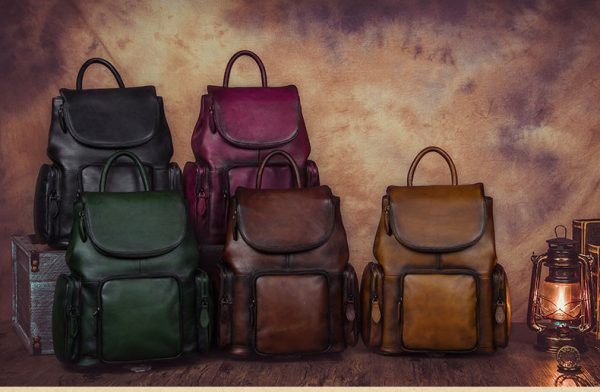 Vintage Womens Brown Leather Backpack Purse Designer Laptop Book Bag for Women - Image 23